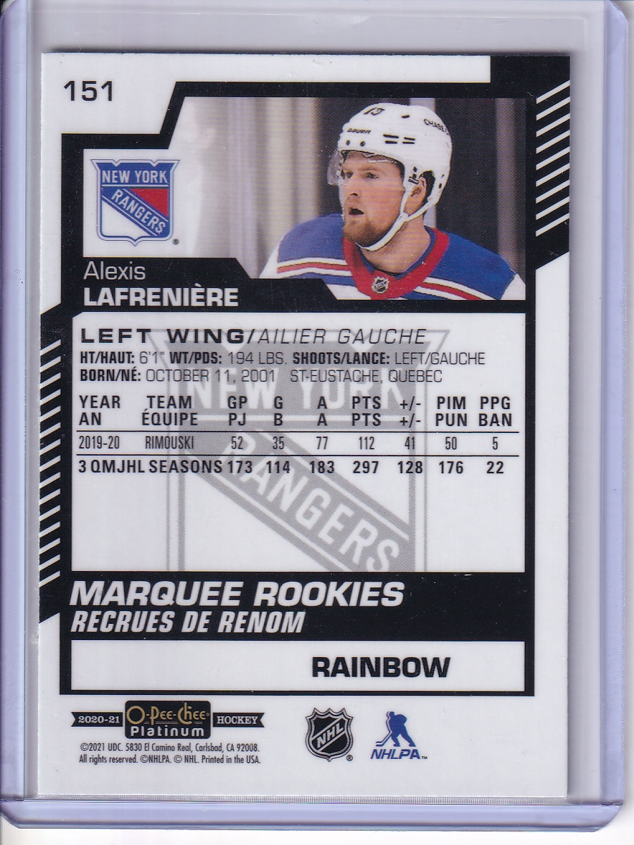 2020-21 O-Pee-Chee Platinum #151 Alexis Lafreniere Rainbow