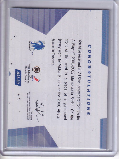 2001-02 Be a Player Memorabilia #ASJ-30 Viktor Kozlov All-Star Jerseys