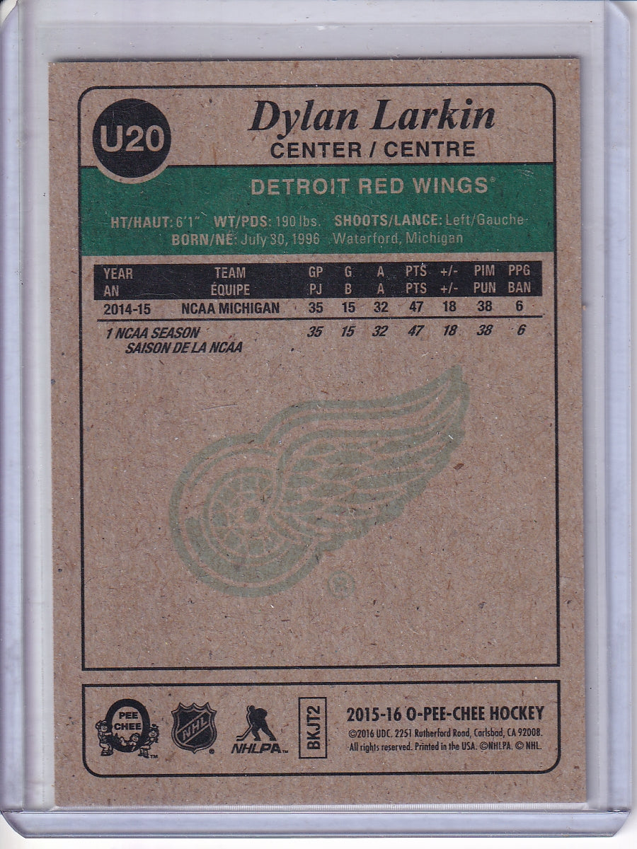 2015-16 Upper Deck #U20 Dylan Larkin 2015-16 O-Pee-Chee Update Retro