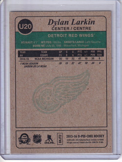 2015-16 Upper Deck #U20 Dylan Larkin 2015-16 O-Pee-Chee Update Retro