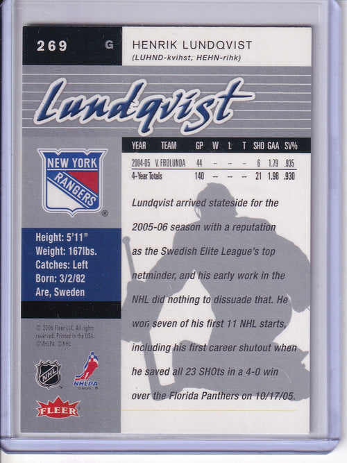 2005-06 Ultra #269 Henrik Lundqvist