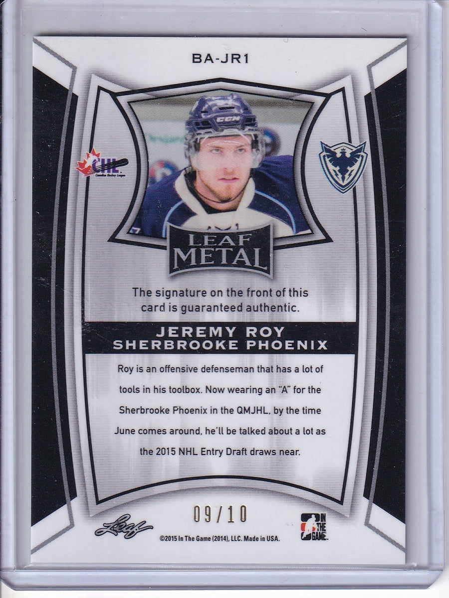 2014-15 In The Game Leaf Metal #BA-JR1 Jeremy Roy Prismatic Green #/10
