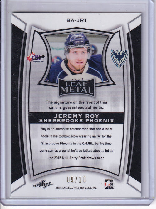 2014-15 In The Game Leaf Metal #BA-JR1 Jeremy Roy Prismatic Green #/10