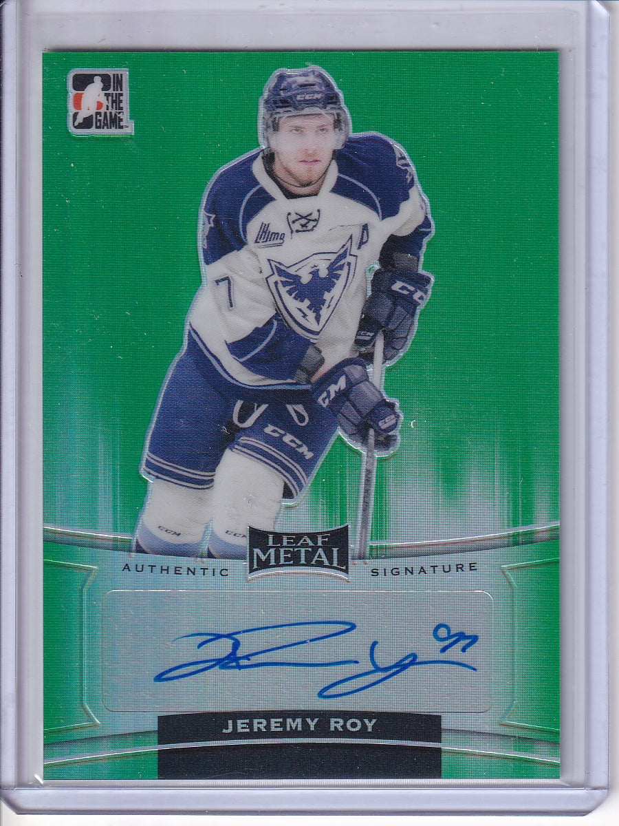 2014-15 In The Game Leaf Metal #BA-JR1 Jeremy Roy Prismatic Green #/10
