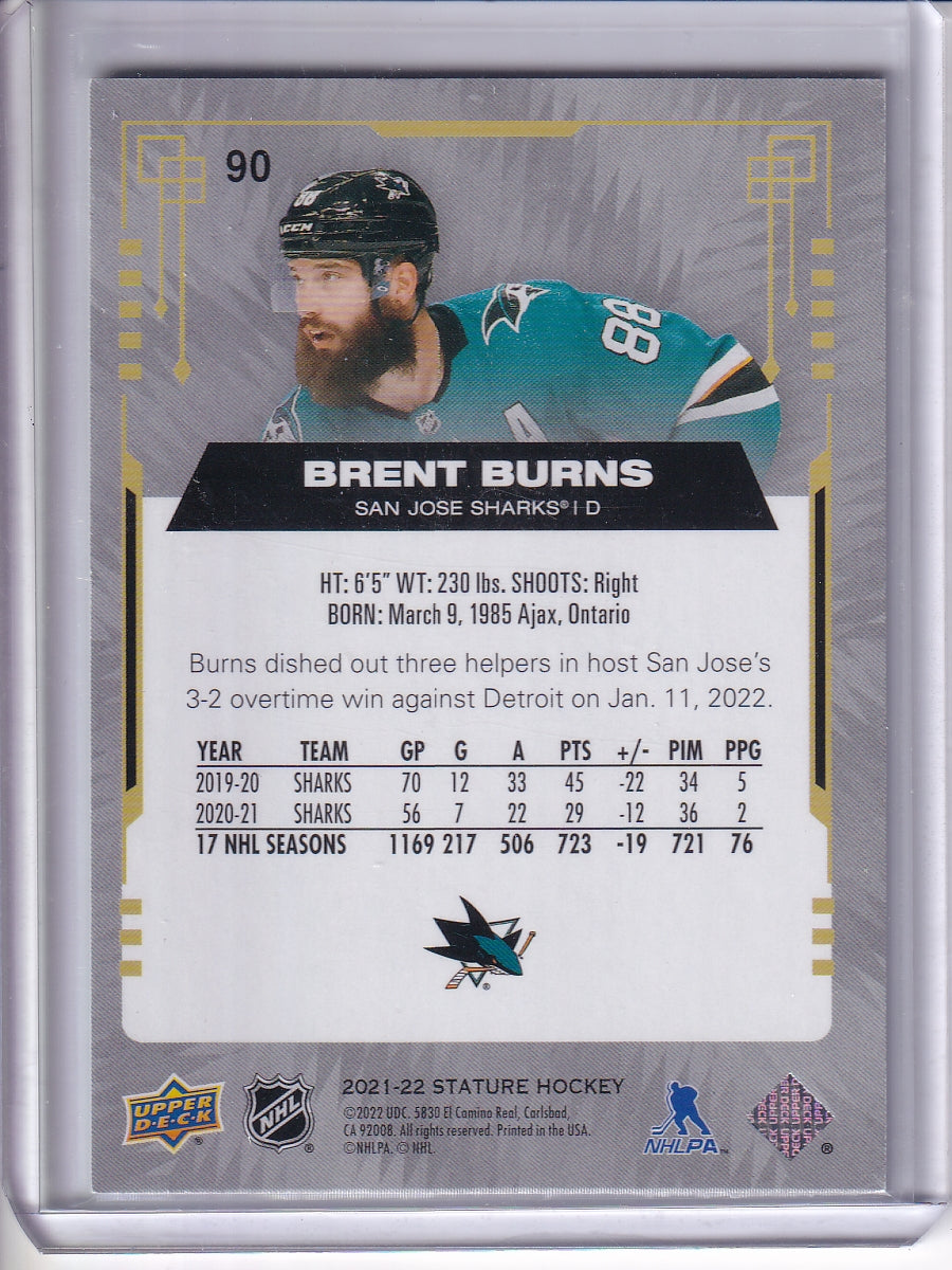 2021-22 Upper Deck Stature #90 Brent Burns Red #/75
