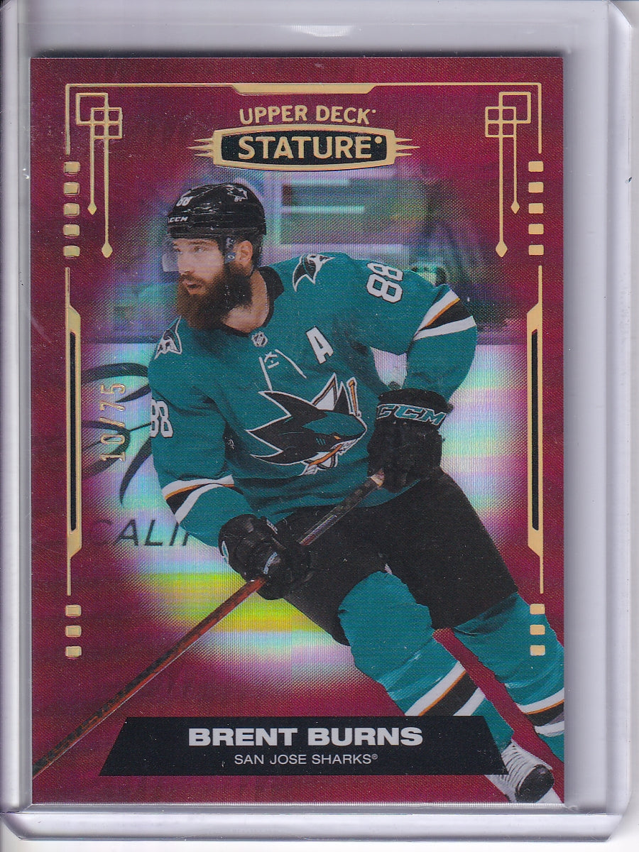2021-22 Upper Deck Stature #90 Brent Burns Red #/75