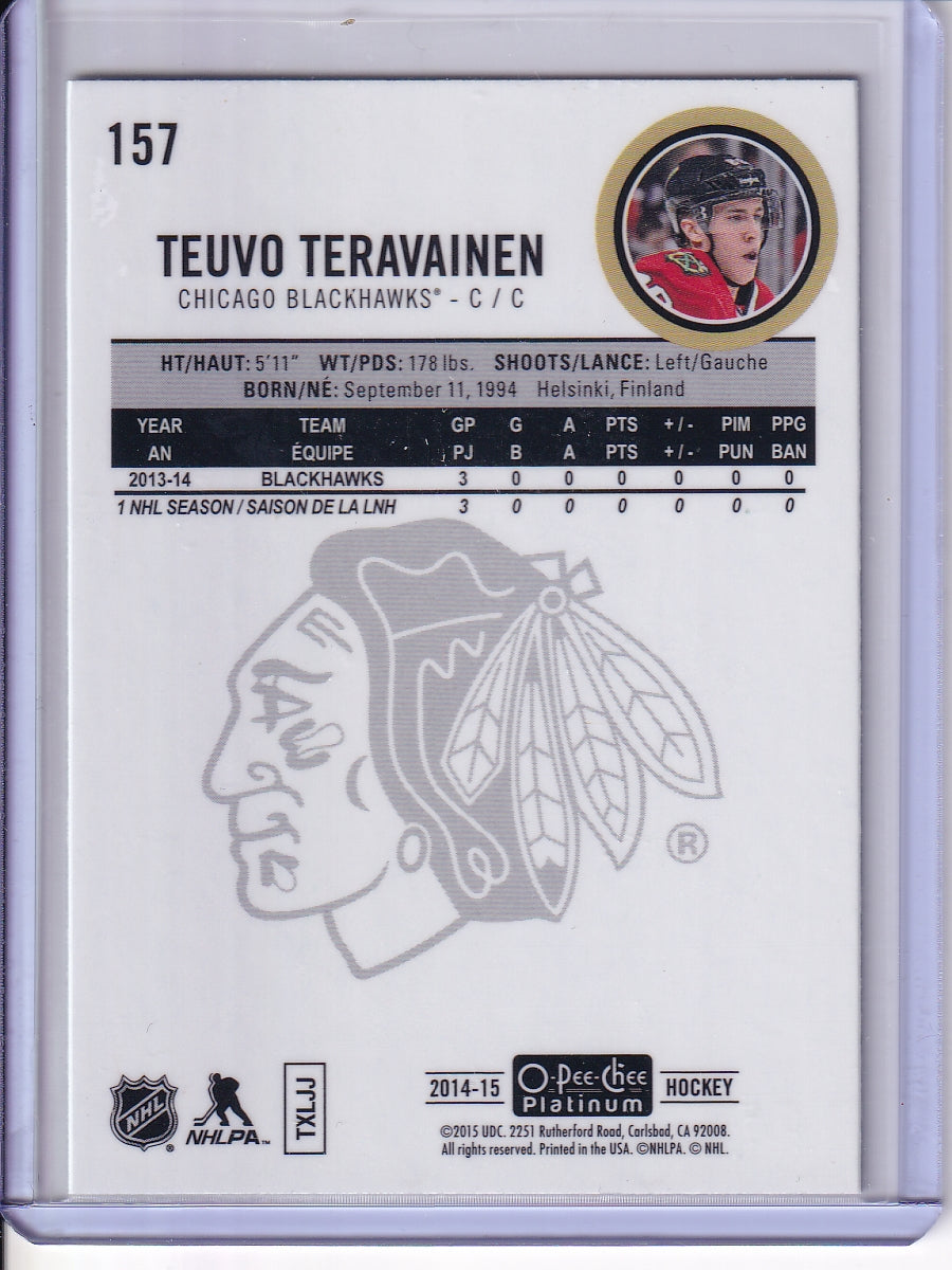 2014-15 O-Pee-Chee Platinum #157 Teuvo Teravainen White-Ice #/199