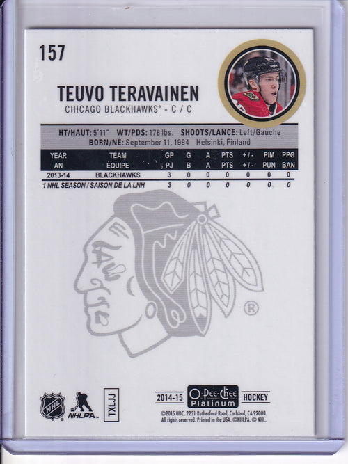 2014-15 O-Pee-Chee Platinum #157 Teuvo Teravainen White-Ice #/199