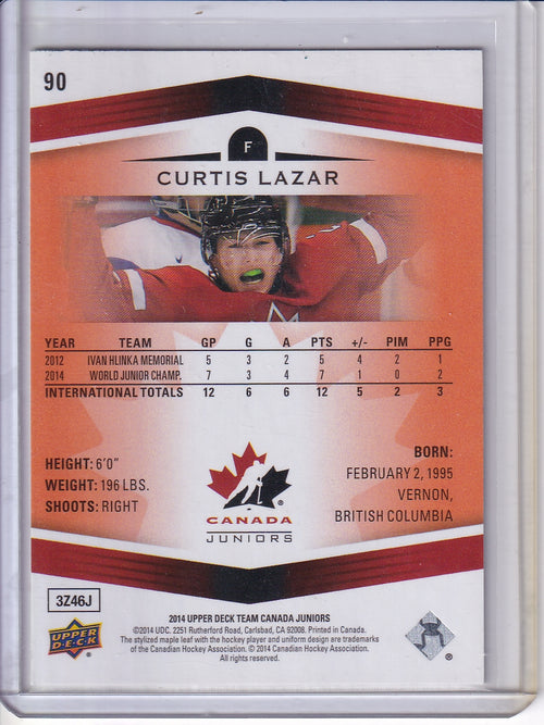 2014 Upper Deck Team Canada Juniors #90 Curtis Lazar /199
