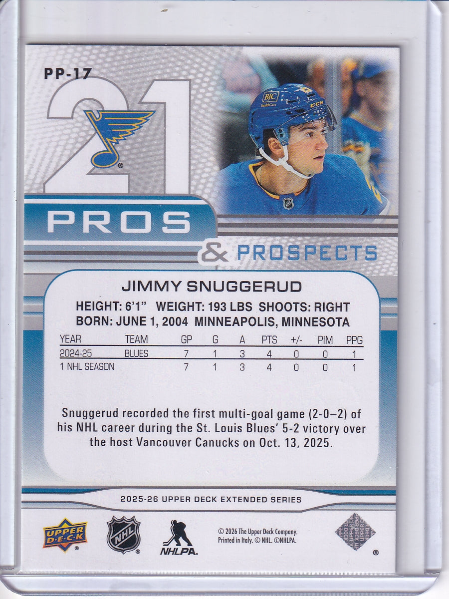2025-26 Upper Deck #PP-17 Jimmy Snuggerud Pros and Prospects