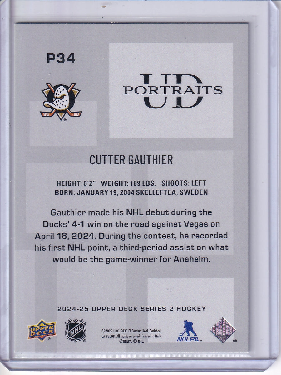 2024-25 Upper Deck #P34 Cutter Gauthier UD Portraits