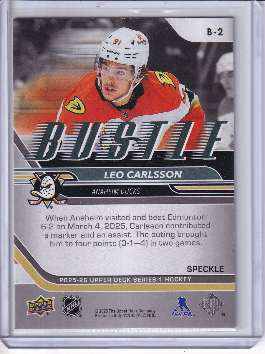2025-26 Upper Deck #B-2 Leo Carlsson Bustle Speckle
