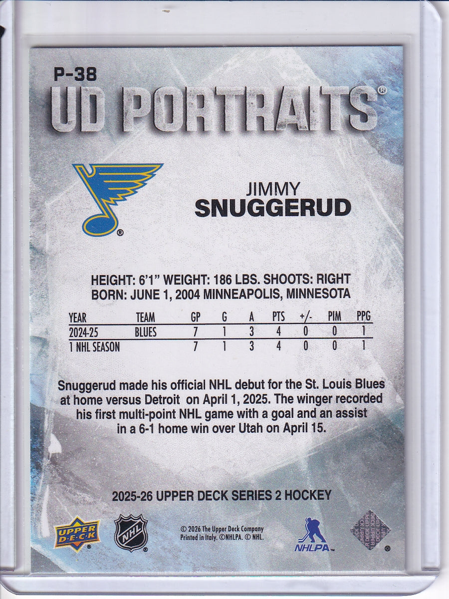 2025-26 Upper Deck #P-38 Jimmy Snuggerud UD Portraits