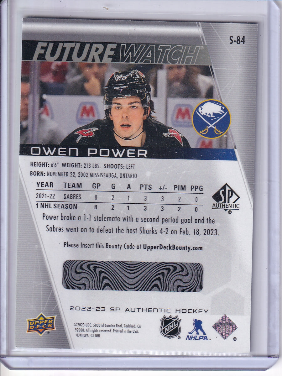 2022-23 Sp Authentic Spectrum Fx Future Watch Level 3 Owen Power S-84