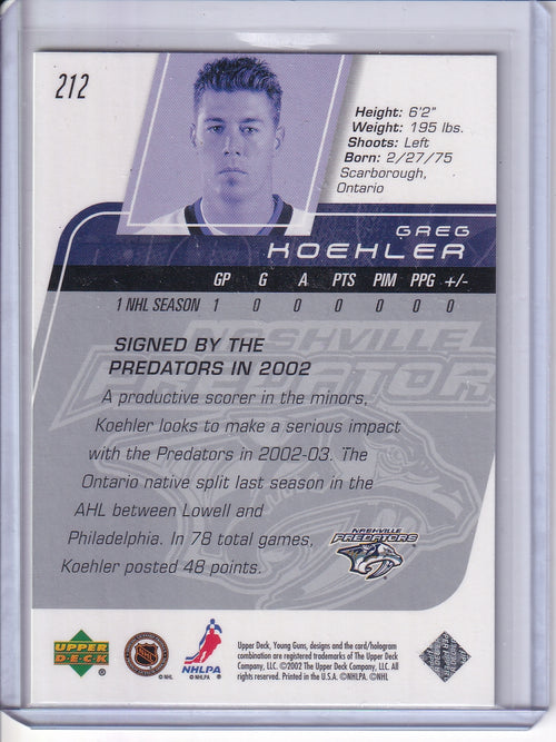 2002-03 Upper Deck #212 Greg Koehler