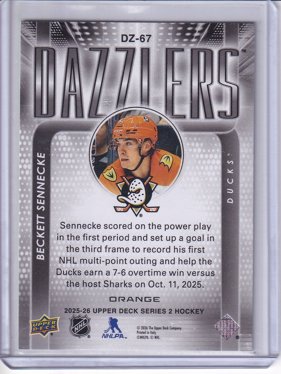2025-26 Upper Deck #DZ-67 Beckett Sennecke Dazzlers Orange
