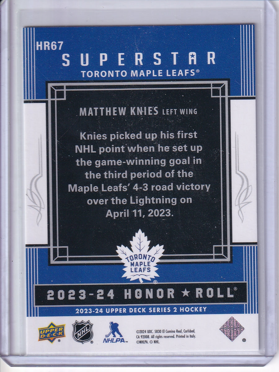2023-24 Upper Deck #HR67 Matthew Knies Honor Roll