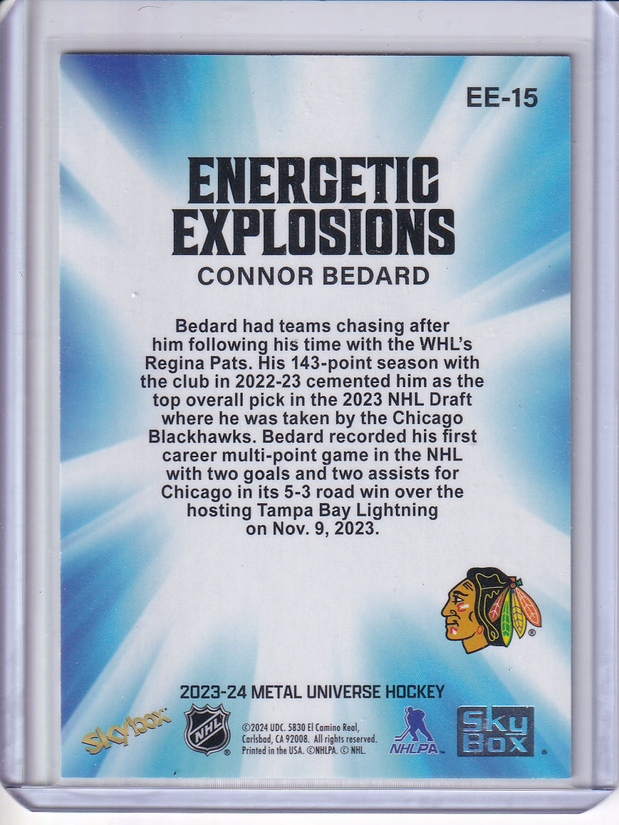 2023-24 SkyBox Metal Universe #EE-15 Connor Bedard Energetic Explosions