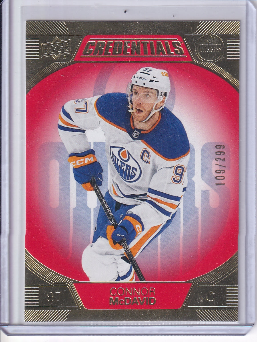 2022-23 Upper Deck Credentials #33 Connor McDavid Red #/299