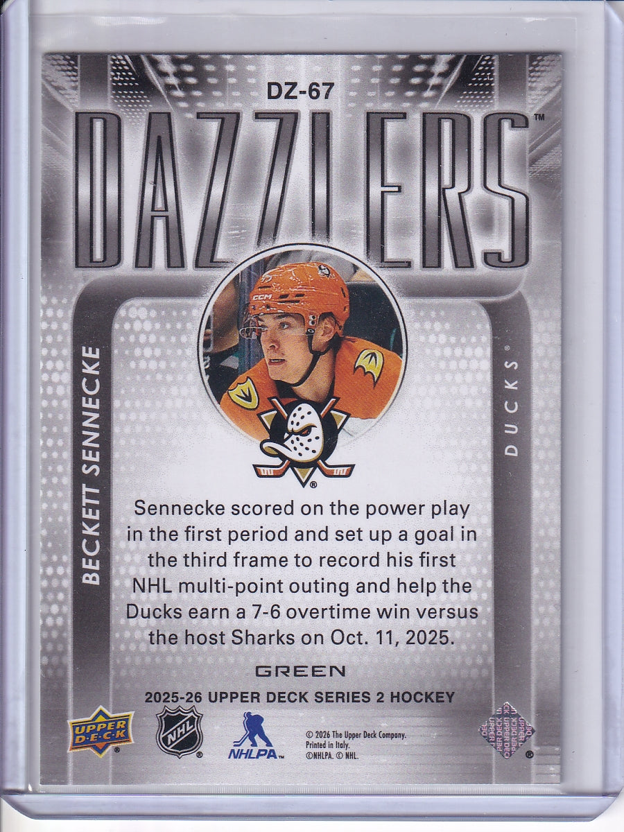 2025-26 Upper Deck #DZ-67 Beckett Sennecke Dazzlers Green