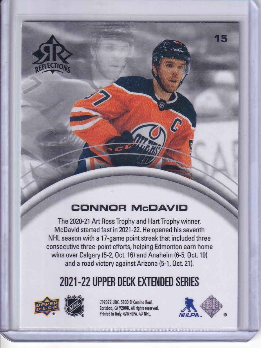 2021-22 Upper Deck #15 Connor McDavid Reflections Amethyst #/300