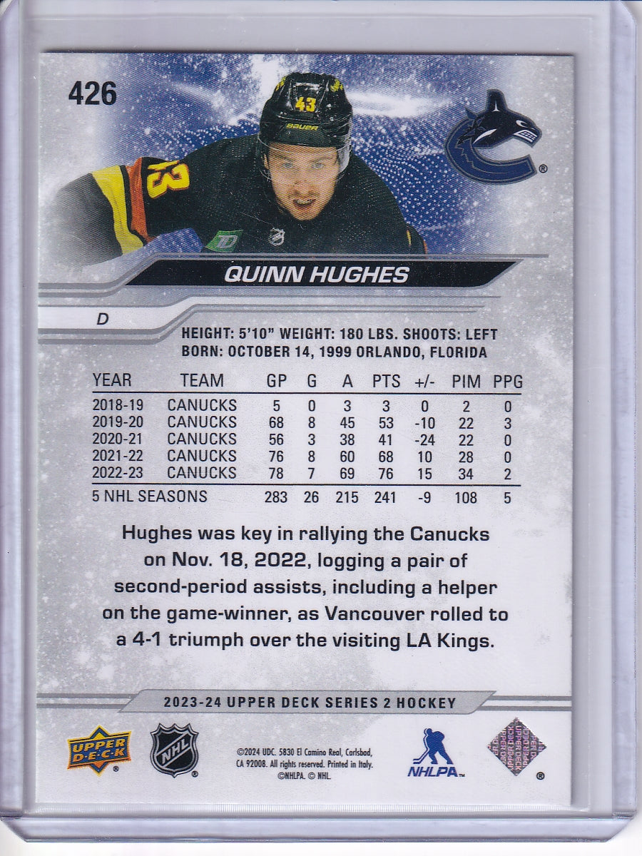 2023-24 Upper Deck #426 Quinn Hughes Deluxe #/250