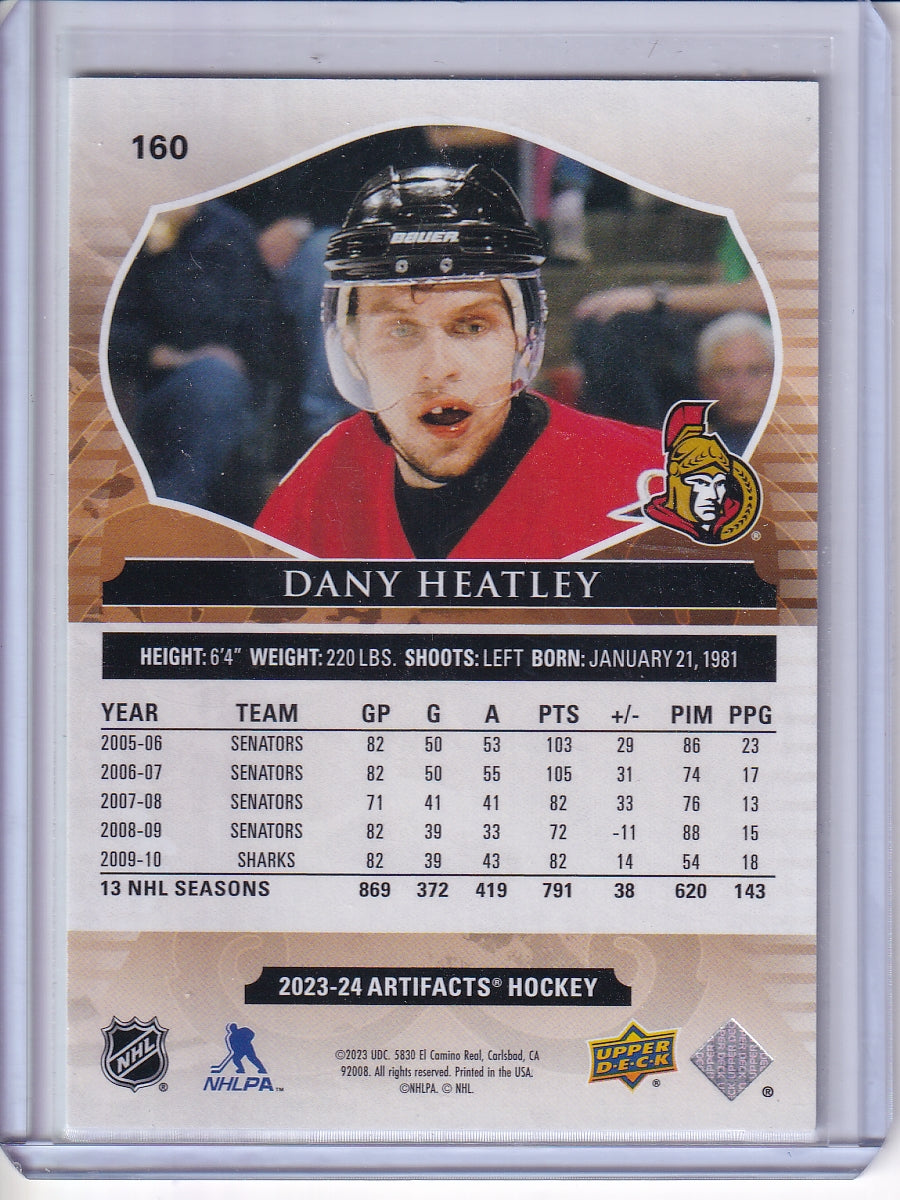 2023-24 Upper Deck Artifacts - Legends Dany Heatley #160 Copper 291/299