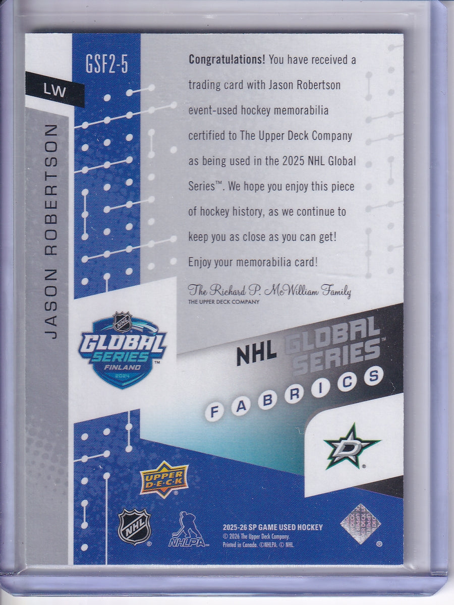 2025-26 SP Game Used #GSF2-5 Jason Robertson 2024 Global Series