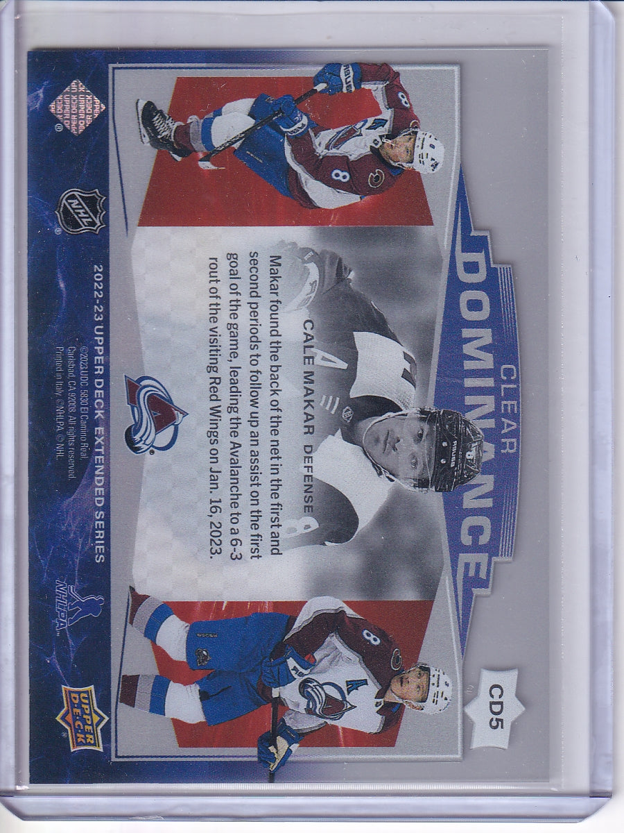 2022-23 Upper Deck #CD5 Cale Makar Clear Dominance