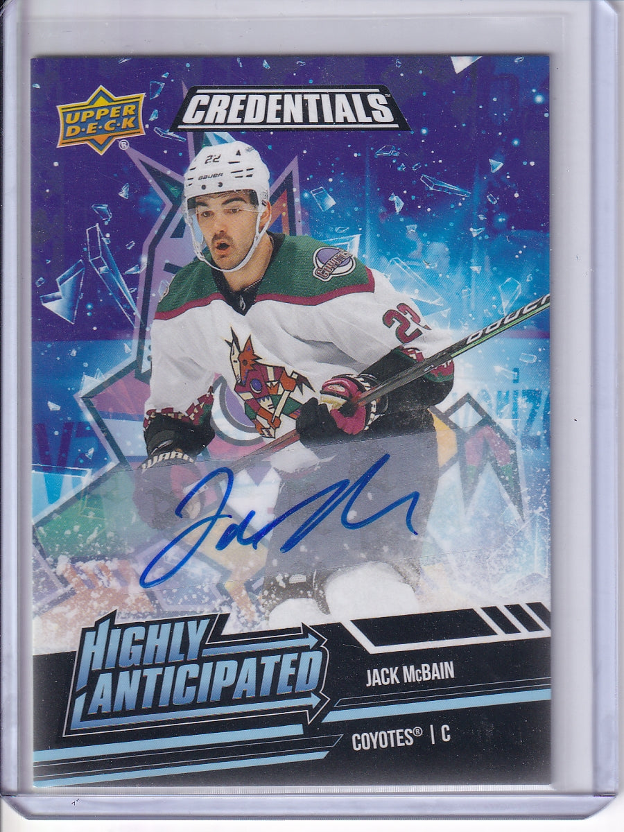 2022-23 Upper Deck Credentials #HA-48 Jack McBain Highly Anticipated Autographs