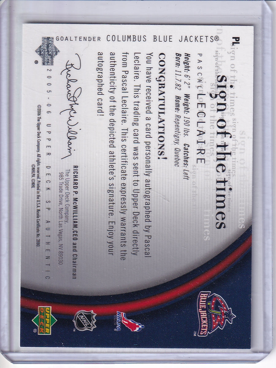 2005-06 SP Authentic #PL Pascal Leclaire Sign of the Times