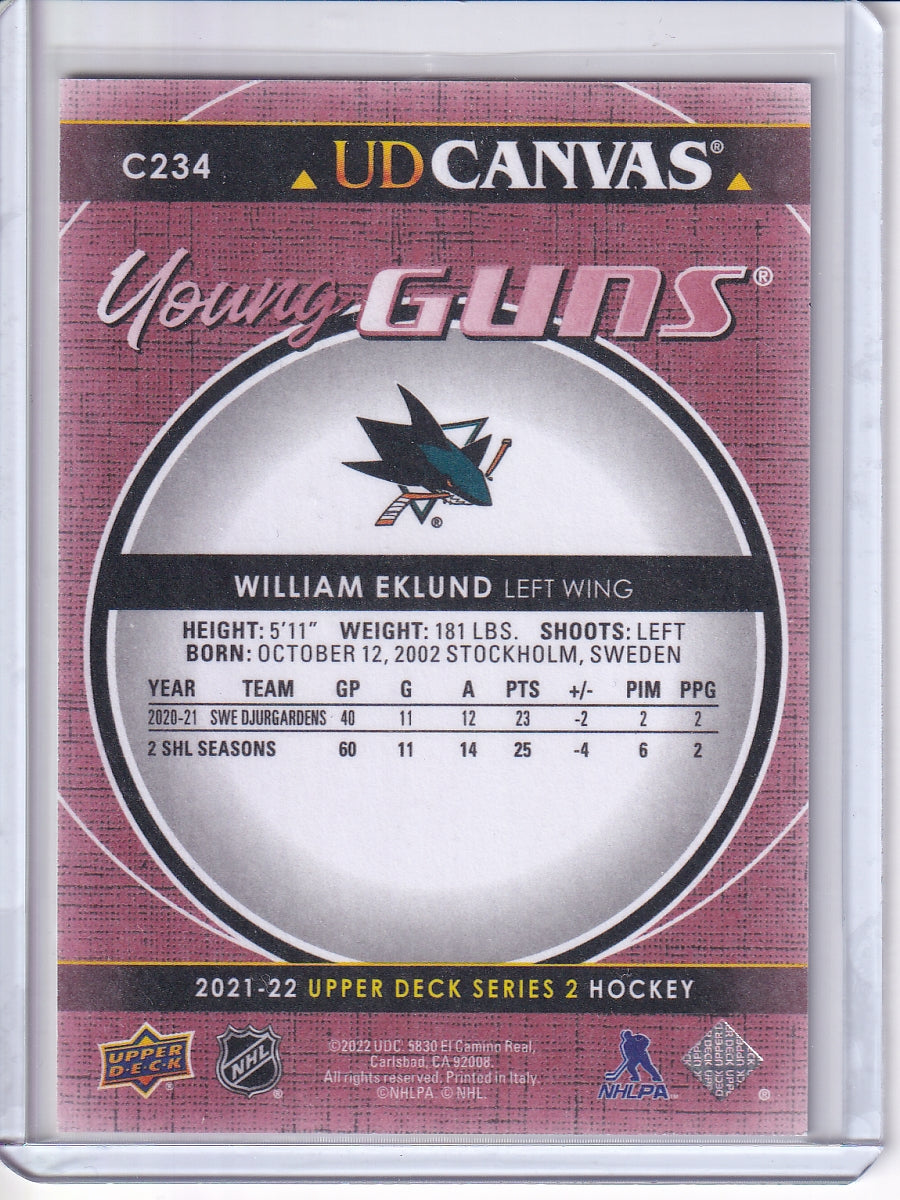 2021-22 Upper Deck #C234 William Eklund UD Canvas