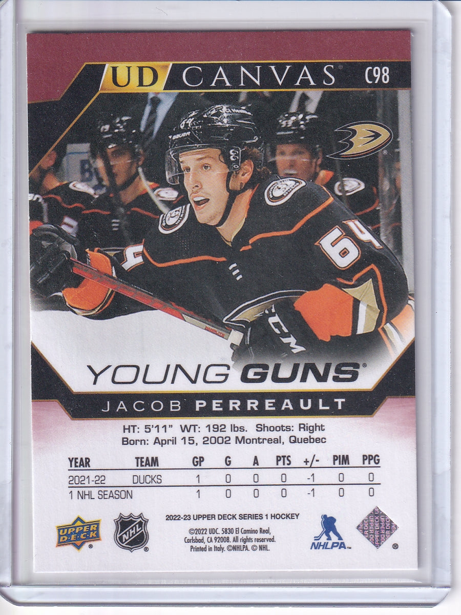2022-23 Upper Deck #C98 Jacob Perreault UD Canvas
