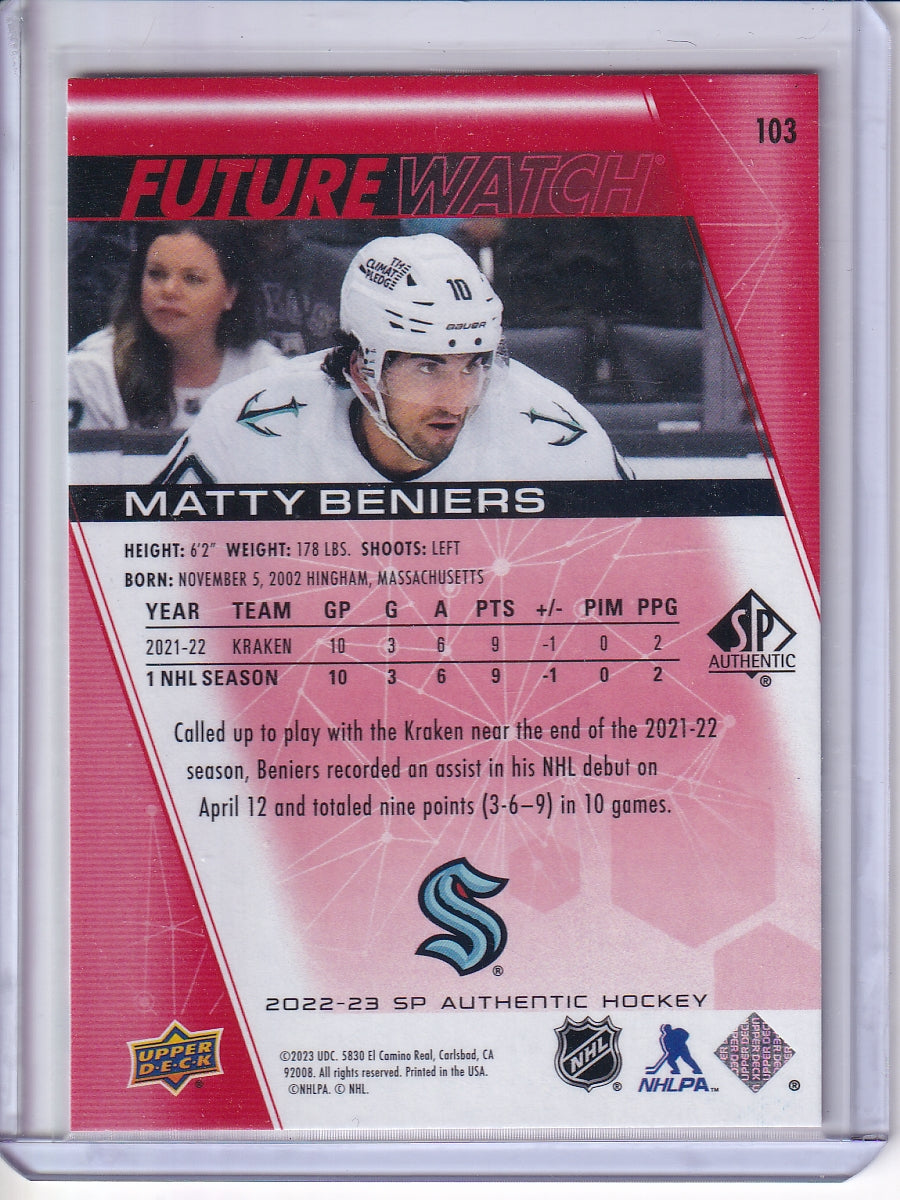 2022-23 SP Authentic #103 Matty Beniers Limited Red