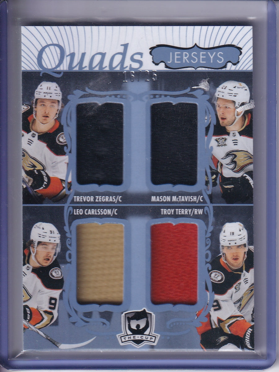 2023-24 UD The Cup #C4-TZMC Zegras /McTavish/Carlsson/Terry Quads Jersey 16/25