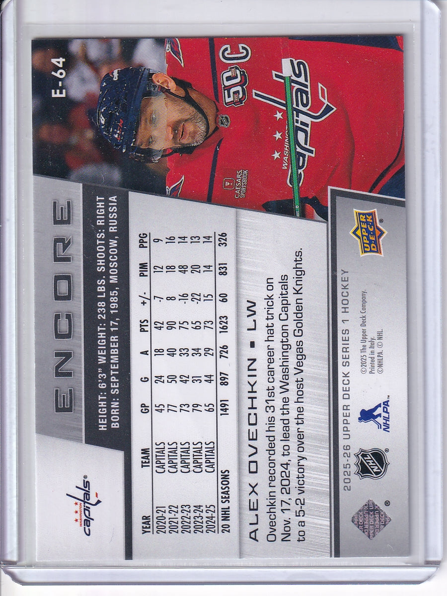 2025-26 Upper Deck #E-64 Alex Ovechkin Encore