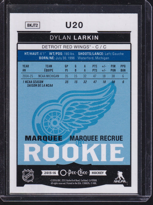 2015-16 Upper Deck #U20 Dylan Larkin 2015-16 O-Pee-Chee Update Rainbow