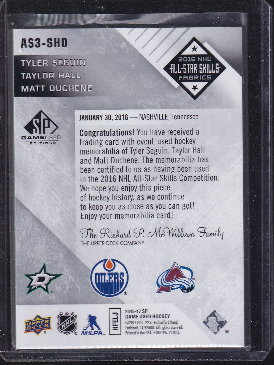 2016-17 SP Game Used #AS3-SHD Seguin/Hall /Duchene All-Star Skills Fabrics