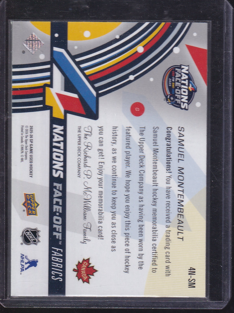 2025-26 SP Game Used #4N-SM Samuel Montembeault 4 Nations Face-Off Fabrics