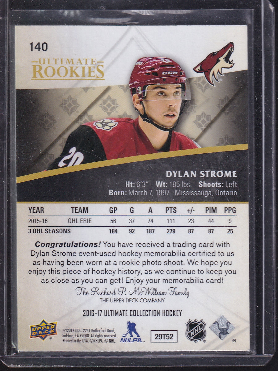 2016-17 UD Ultimate Collection #140 Dylan Strome Ultimate Rookies Silver #/249