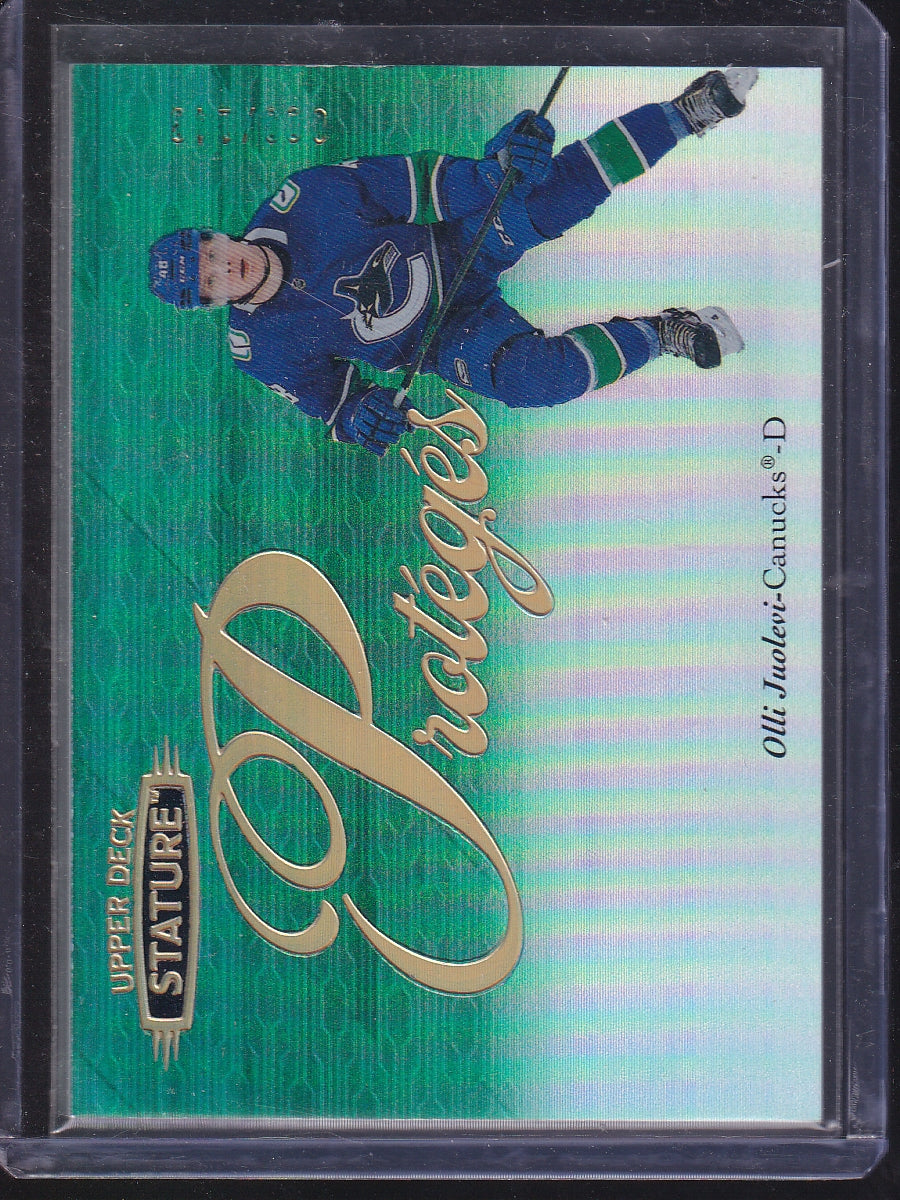 2020-21 Upper Deck Stature #P-22 Olli Juolevi Proteges Green #/149