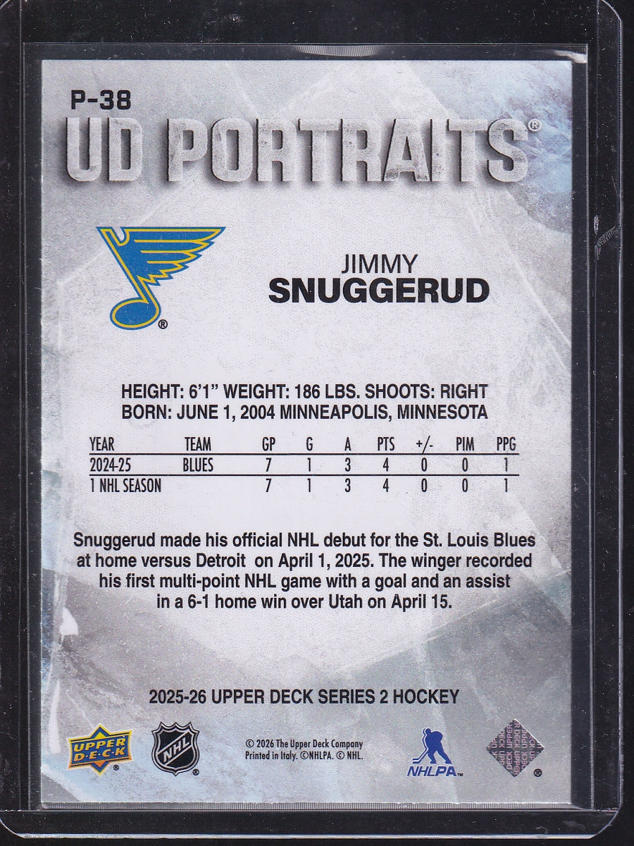 2025-26 Upper Deck #P-38 Jimmy Snuggerud UD Portraits
