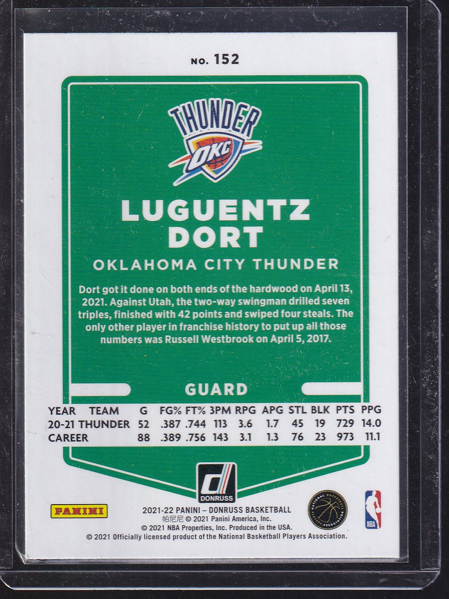 2021-22 Donruss #152 Luguentz Dort Yellow Flood