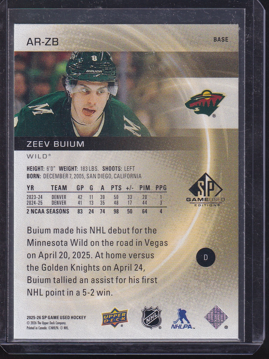 2025-26 SP Game Used #AR-ZB Zeev Buium