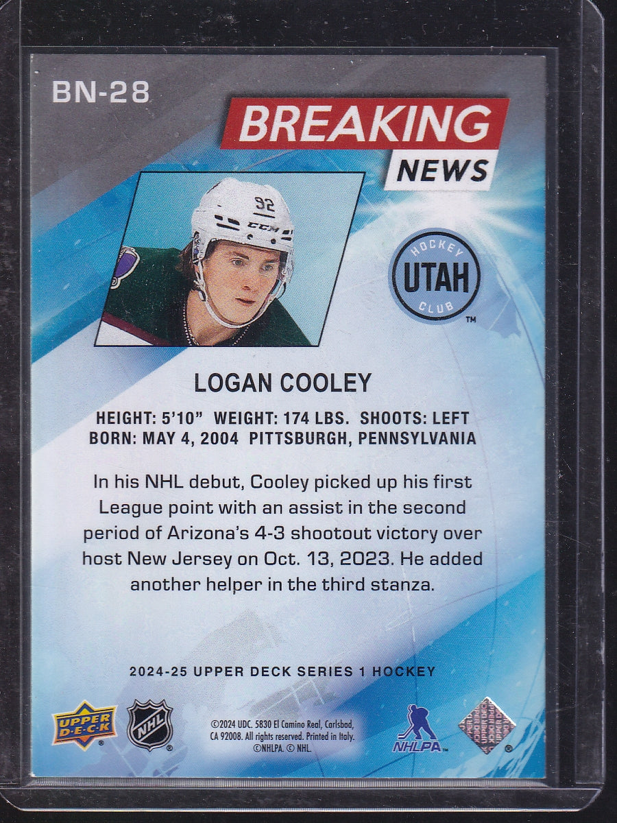 2024-25 Upper Deck #BN-28 Logan Cooley Breaking News