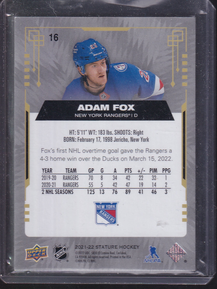 2021-22 Upper Deck Stature #16 Adam Fox
