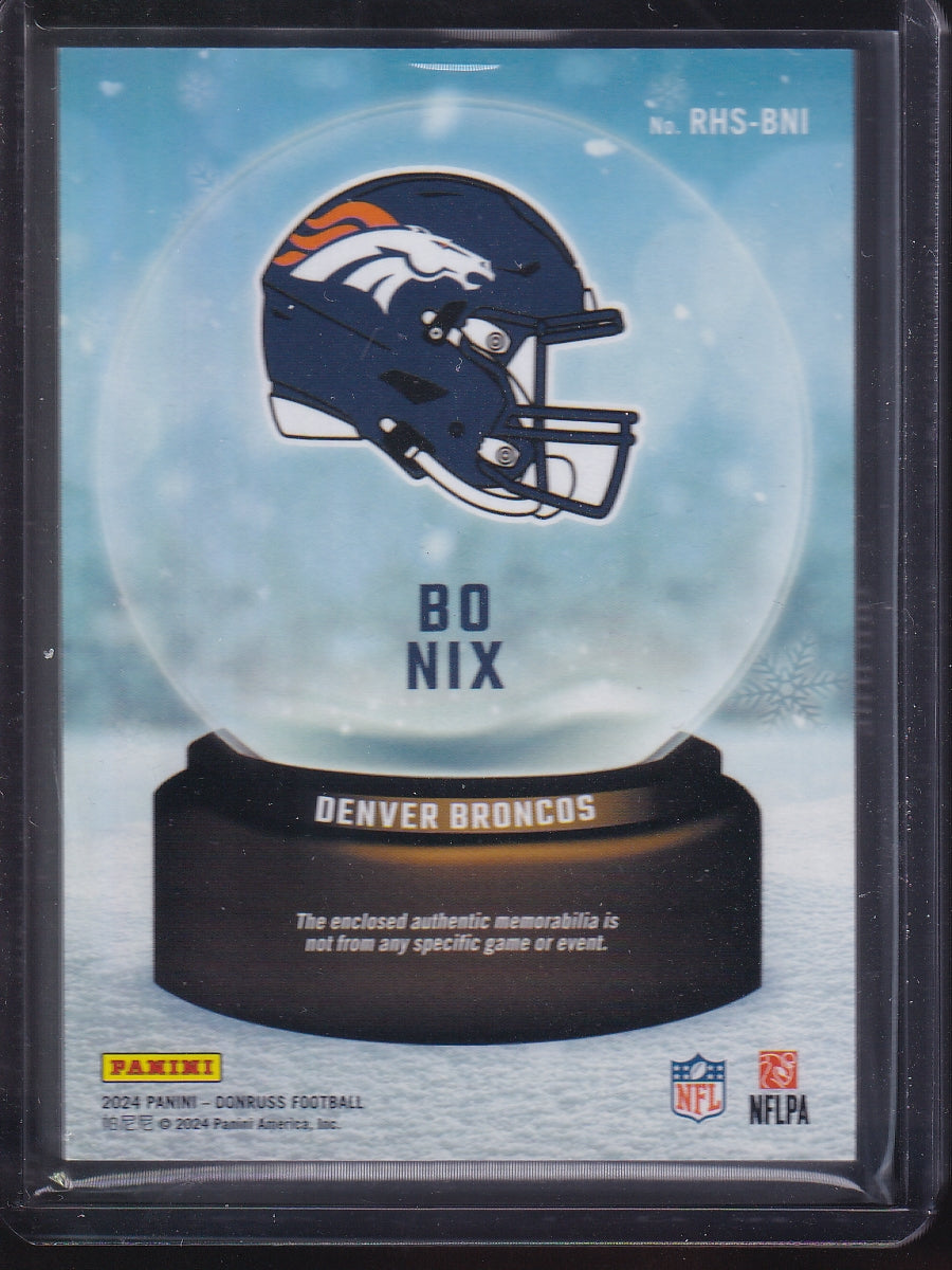 2024 Donruss #RHS-BNI Bo Nix Rookie Holiday Sweater