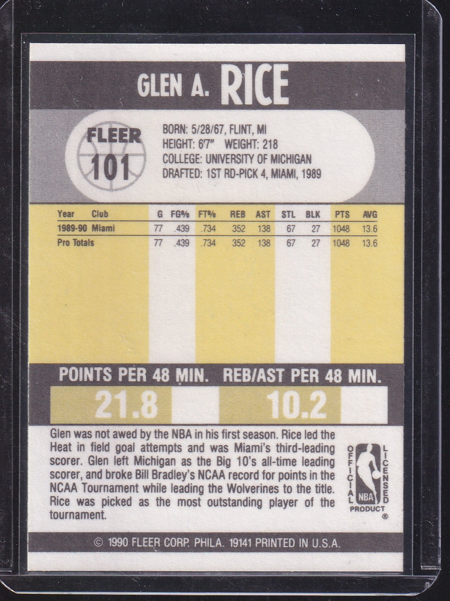 1990-91 Fleer #101b Glen Rice