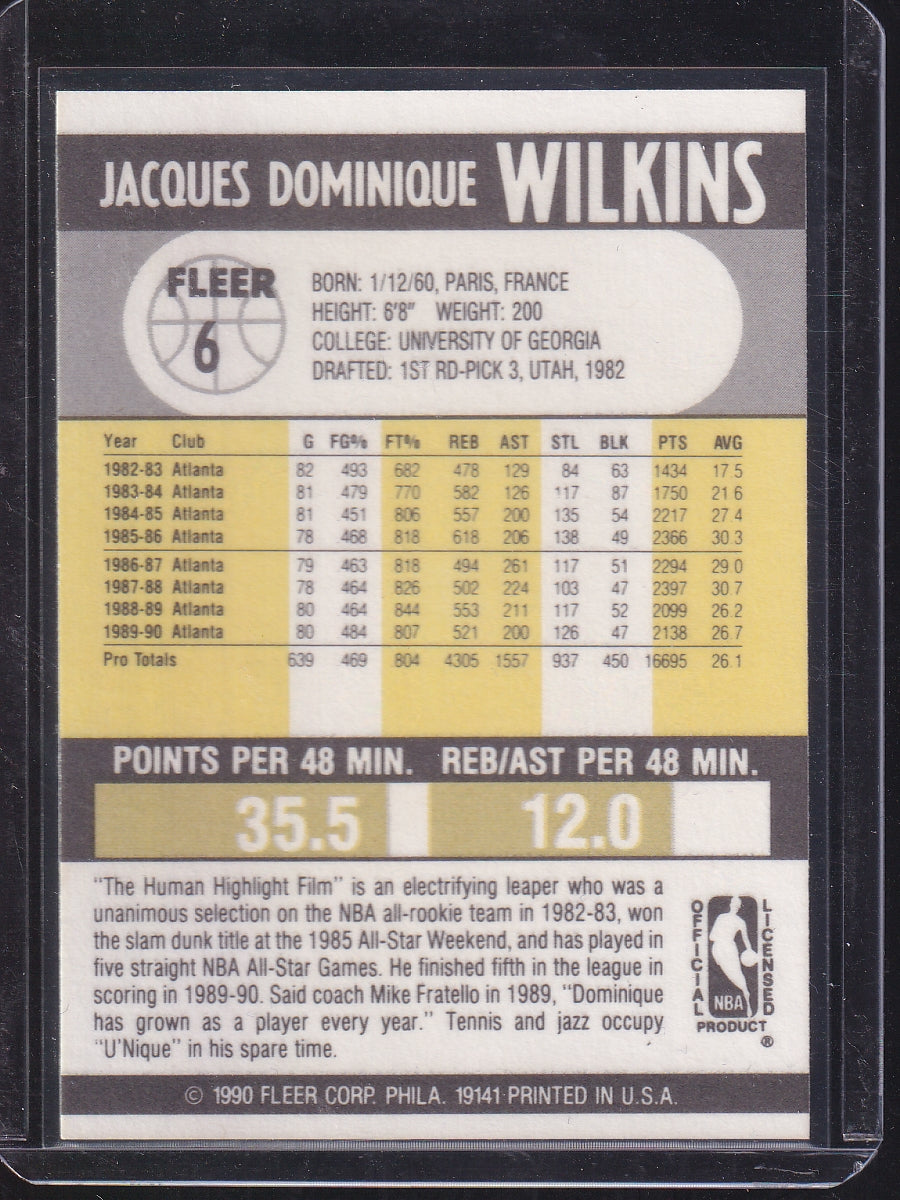 1990-91 Fleer #6 Dominique Wilkins