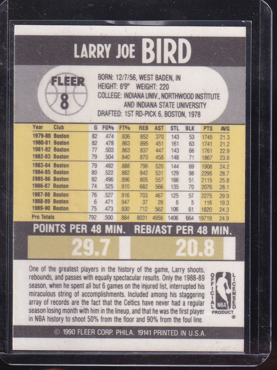 1990-91 Fleer #8 Larry Bird
